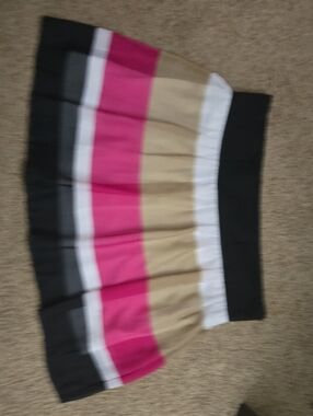 Striped Circle Skirt in Pink, Black, Tan & White
